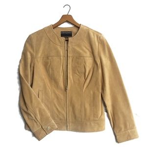 {Bernardo} Camel Genuine Suede Zip Moto Jacket Size Small